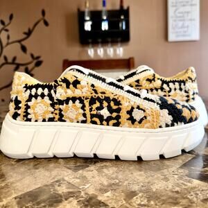 Free People Women's Catch Me If You Can Crochet Platform Sneakers New